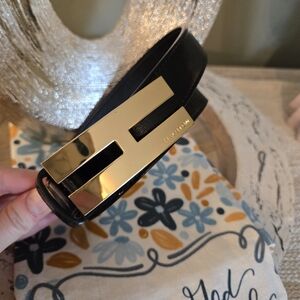 H by Halston Gold Patent Leather Belt